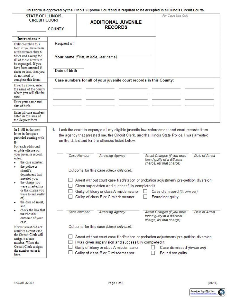 This Is A Illinois Form That Can Be Used For Expungement Sealing Within 