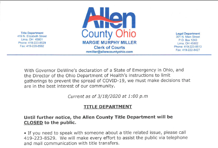 Title Department Allen County Clerk Of Courts