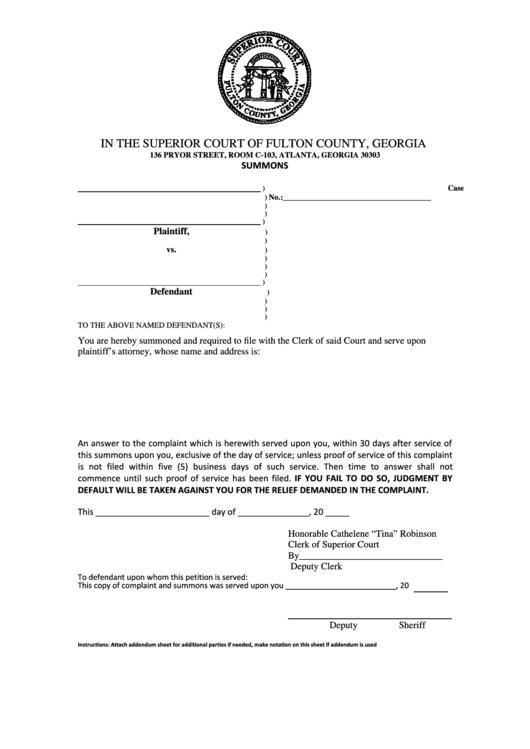 Top 7 Fulton County Court Forms And Templates Free To Download In PDF 