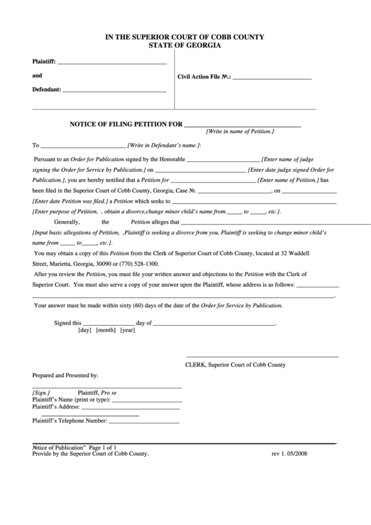 Top 9 Cobb County Court Forms And Templates Free To Download In PDF Format