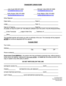 Transcript Request Form Superior Court El Dorado Eldoradocourt