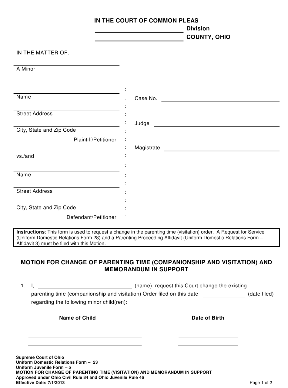 Uniform Domestic Relations Form 23 Uniform Juvenile Form 5 Download 