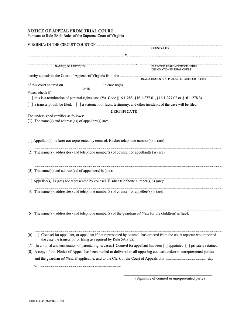 VA Notice Of Appeal 2011 Complete Legal Document Online US Legal Forms