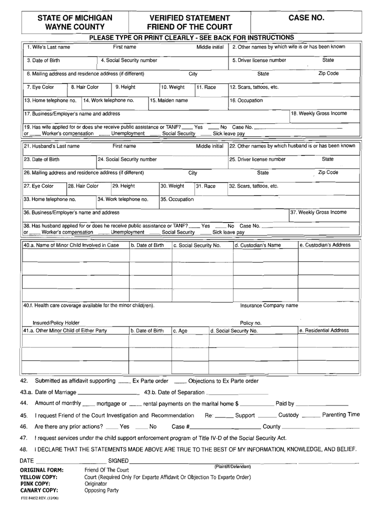 Wayne County Friend Of The Court Forms Fill Out And Sign Printable